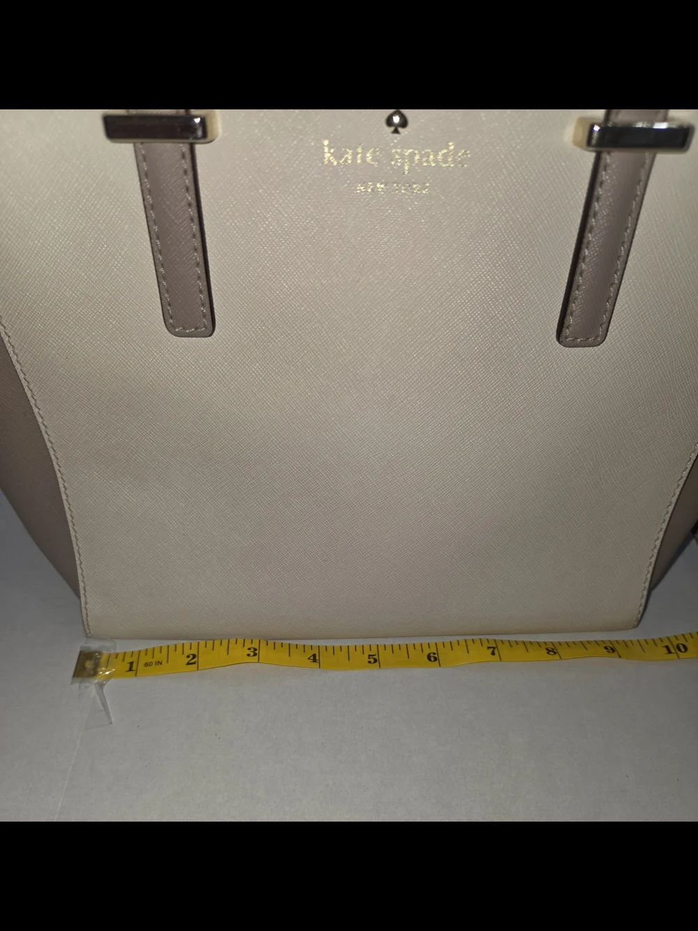 kate spade Two-Tone Cream & Taupe Saffiano Leather Satchel